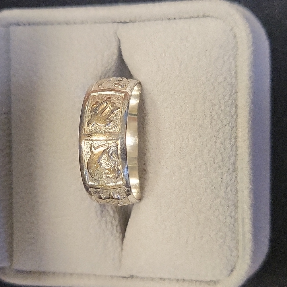 Unisex Sterling Silver Ocean Theme Hawaiian Ring